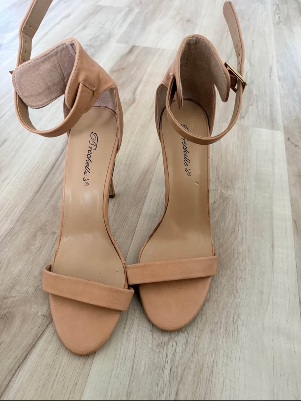 Breckelles Tan Ankle-Strap Block Heel Sandals